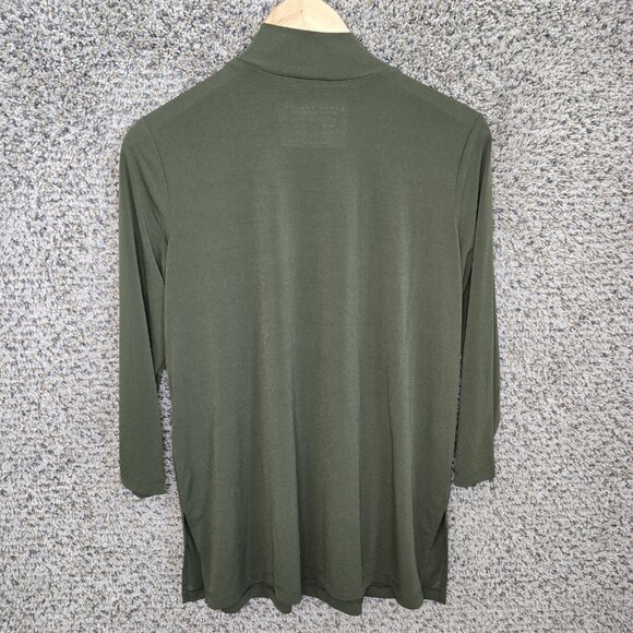 Susan Graver Top Womens MP Petite Medium Green Liquid Knit Mock Neck Blouse - Picture 7 of 7